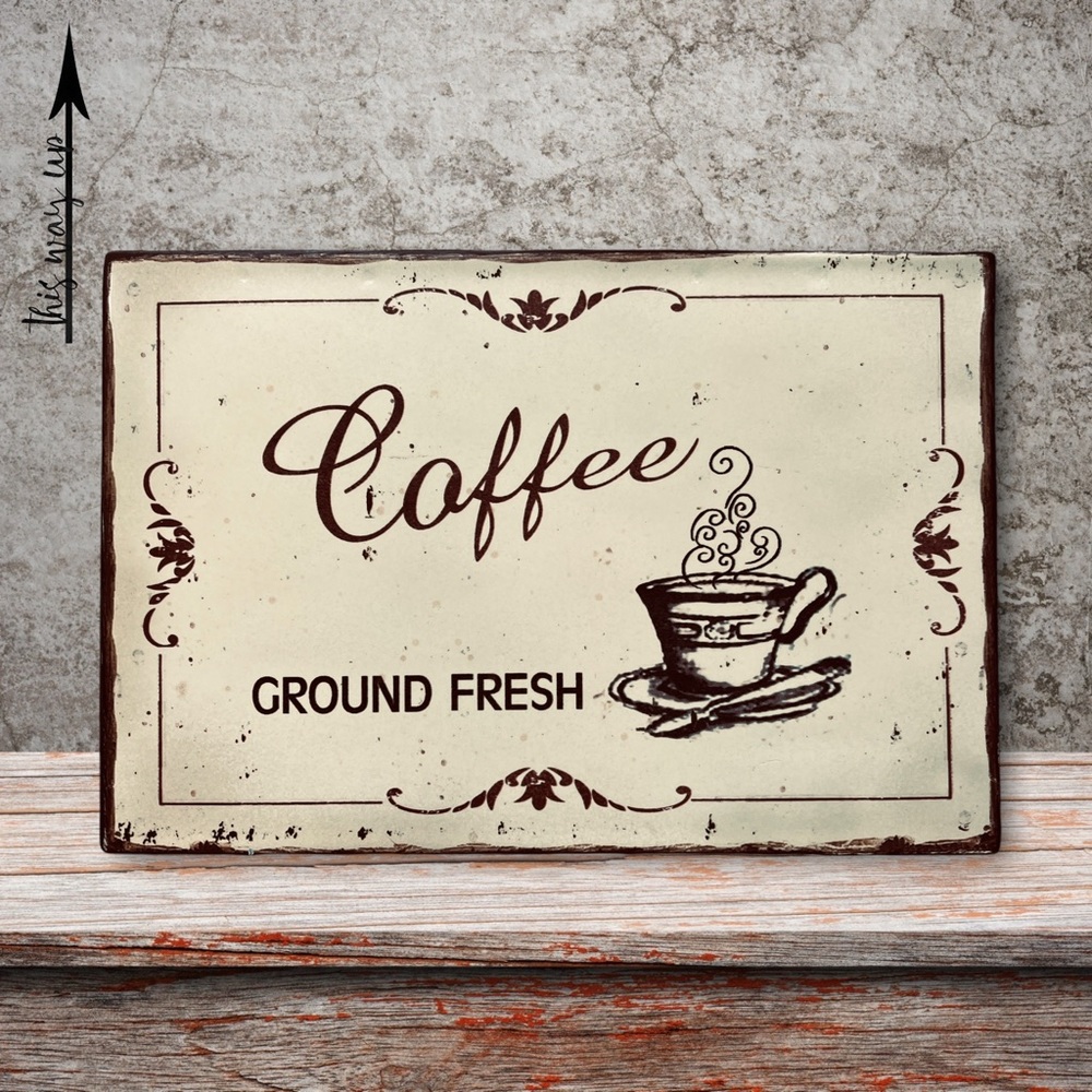 Distressed Metal “Coffee” Wall Sign